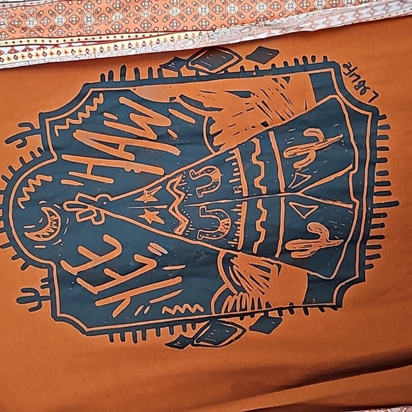 'Yee Haw' orange Western Cowgirl tee, Size XL - Picture 4 of 8